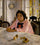 Girl with Peaches in kitchen