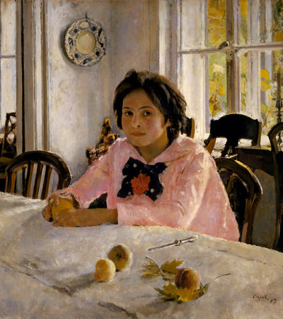 Girl with Peaches in modern living room