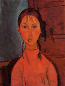 Girl with Pigtails by Amedeo Modigliani — hand-painted portrait oil painting reproduction on canvas