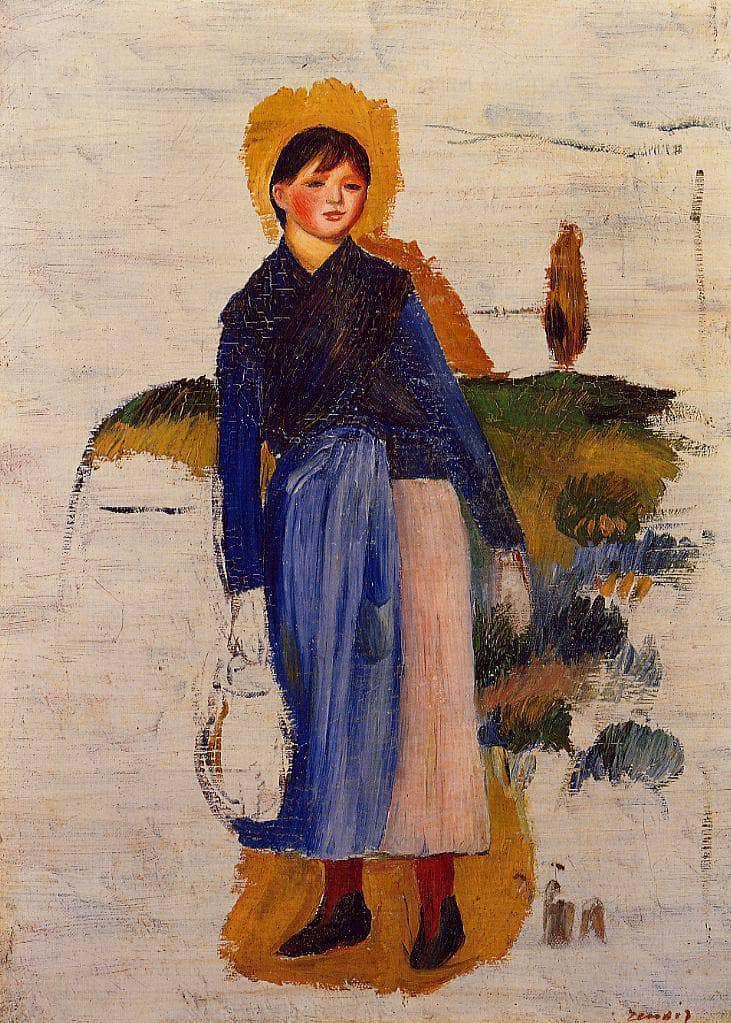 Girl with Red Stockings by Pierre-Auguste Renoir — hand-painted portrait oil painting reproduction on canvas