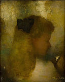 Girl with White Flower by Jan Mankes — textures oil painting wall art, Symbolism
