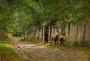Girls Working by the Gate by Nicolae Grigorescu — rural oil painting wall art, Impressionism
