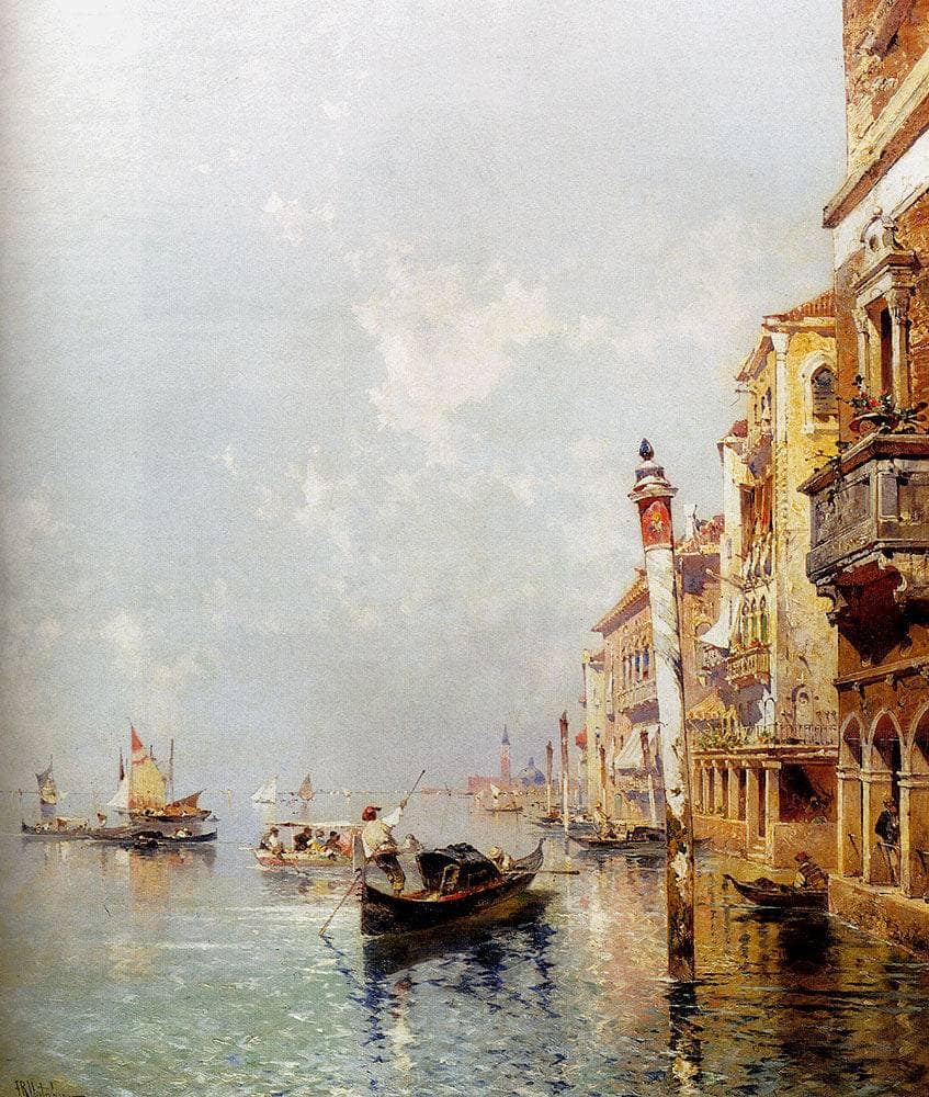 Giudecca Canal by Franz Richard Unterberger — hand-painted architectural oil painting reproduction on canvas
