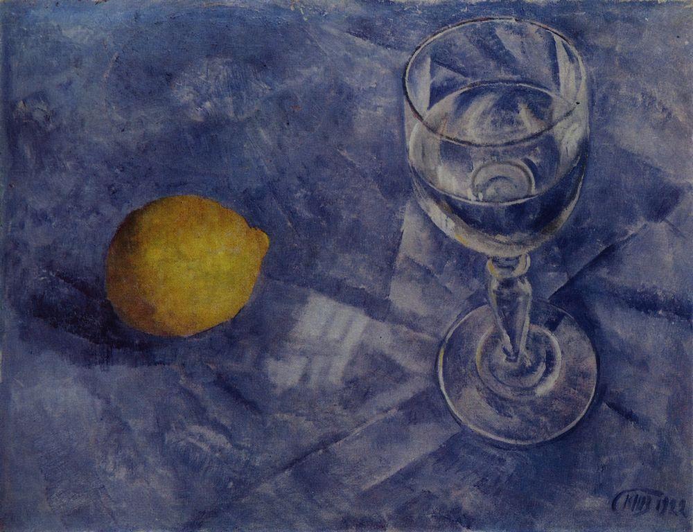 Glass and lemon - Kuzma Petrov-Vodkin