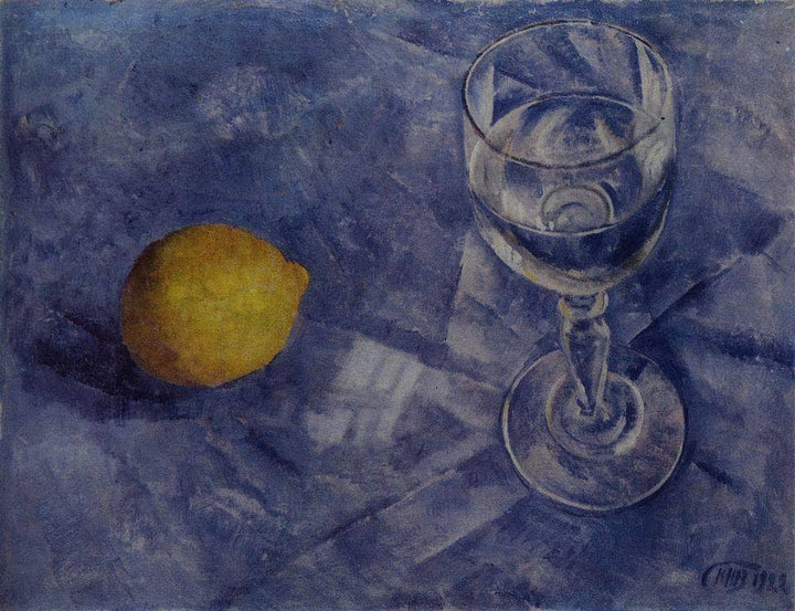 Glass and lemon by Kuzma Petrov-Vodkin — hand-painted abstract oil painting reproduction on canvas