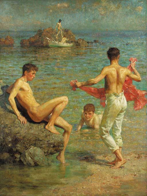 Gleaming Waters by Henry Scott Tuke — hand-painted cultural oil painting reproduction on canvas