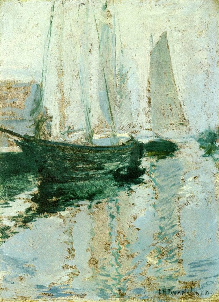 Gloucester Boats by John Henry Twachtman — hand-painted botanical oil painting reproduction on canvas