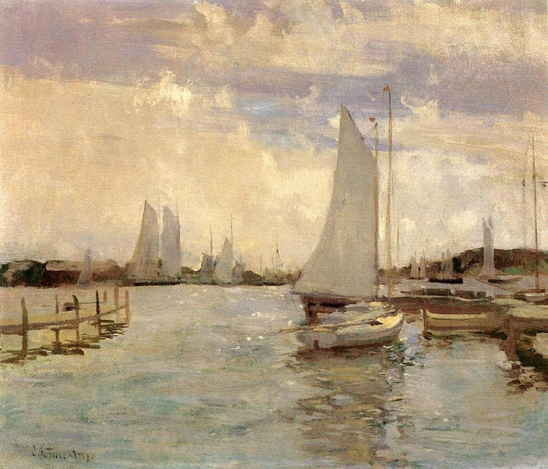Gloucester Harbor by John Henry Twachtman — hand-painted architectural oil painting reproduction on canvas