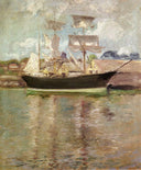 Gloucester Schooner by John Henry Twachtman — ships oil painting wall art, Impressionism