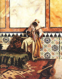 Gnaoua in a North African Interior by Rudolf Ernst — female oil painting wall art, Orientalism