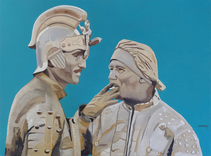 Golden Statues by Gregorio Undurraga — hand-painted portrait oil painting reproduction on canvas