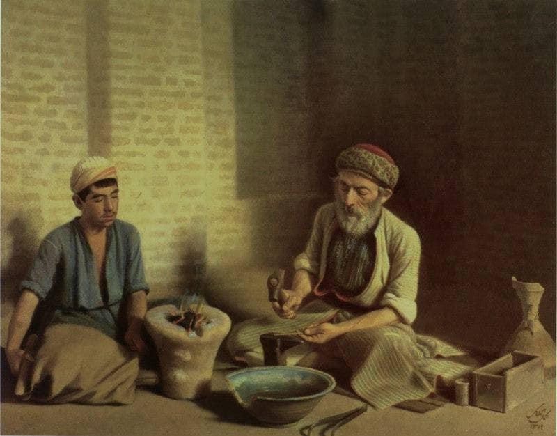 The Baqdadi goldsmith by Kamal-ol-Molk — hand-painted cultural oil painting reproduction on canvas