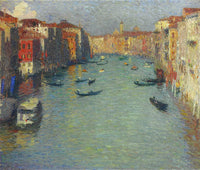 Gondolas on the Grand Canal in Venice by Henri Martin — hand-painted architectural oil painting reproduction on canvas