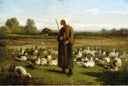 Goose Girl by Constant Troyon — hand-painted animal oil painting reproduction on canvas