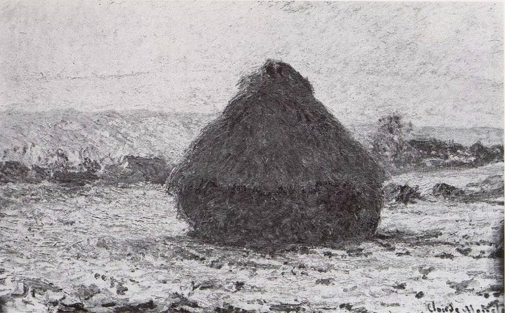 Grainstack in the Sunlight, Snow Effect by Claude Monet — hand-painted landscape oil painting reproduction on canvas