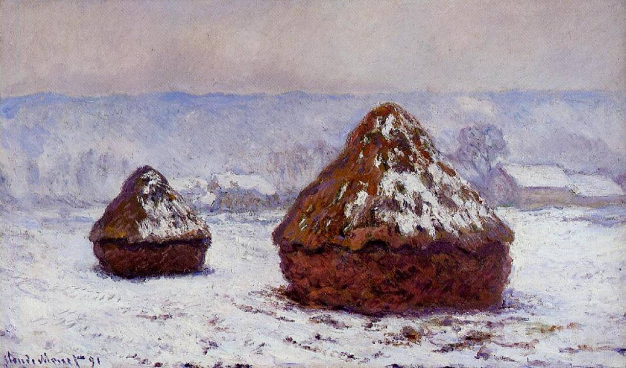 Grainstacks, Snow Effect - Claude Monet