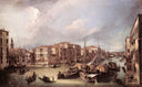 Grand Canal: Looking North East toward the Rialto Bridge by Canaletto — hand-painted landscape oil painting reproduction on canvas