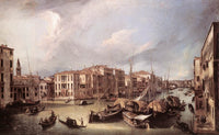 Grand Canal: Looking North East toward the Rialto Bridge by Canaletto — hand-painted landscape oil painting reproduction on canvas