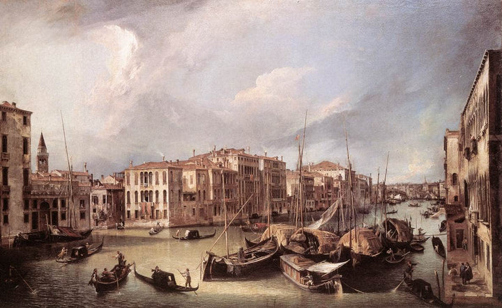 Grand Canal: Looking North East toward the Rialto Bridge by Canaletto — hand-painted landscape oil painting reproduction on canvas