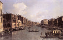 Grand Canal: Looking South East from the Campo Santa Sophia to the Rialto Bridge by Canaletto — seascapes oil painting wall art, Rococo