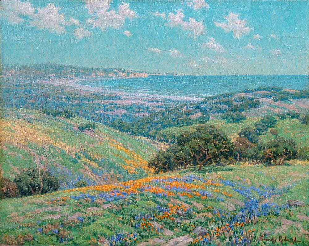 Malibu Coast, Spring by Granville Redmond — hand-painted botanical oil painting reproduction on canvas