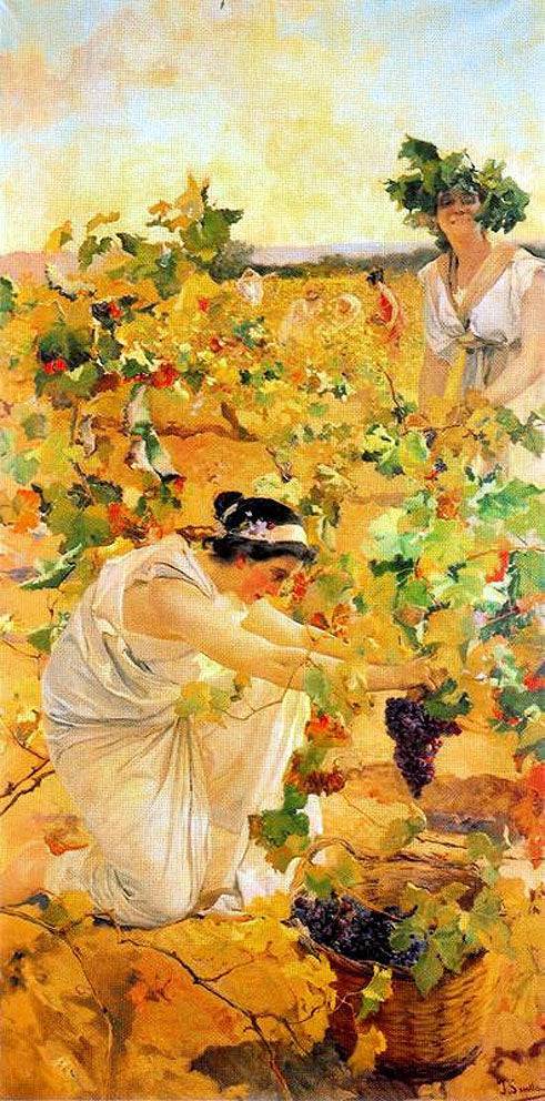 Grape Harvest by Joaquín Sorolla, hand-painted botanical oil painting reproduction on canvas