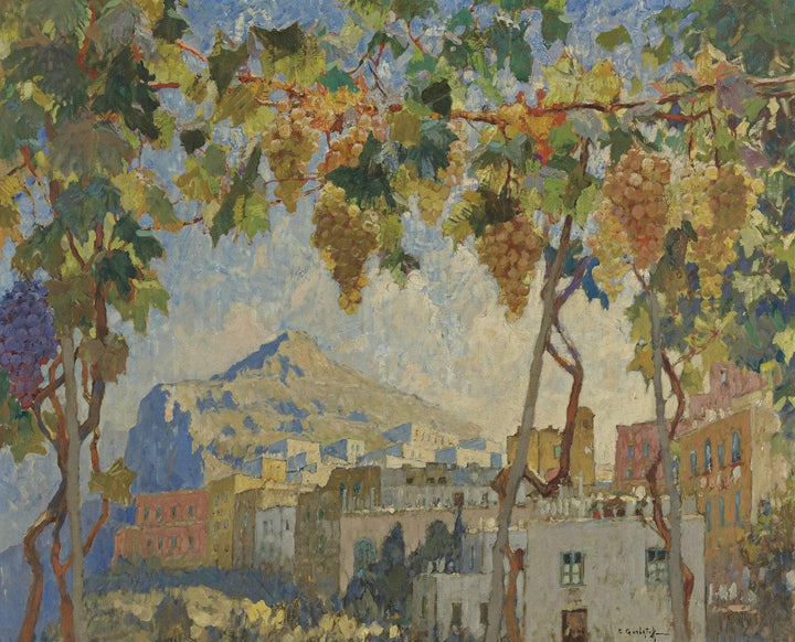 Grapes in Capri by Konstantin Gorbatov — hand-painted botanical oil painting reproduction on canvas
