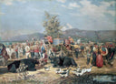 Grapes Market by Anton Mitov — hand-painted landscape oil painting reproduction on canvas