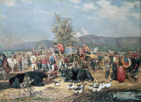 Grapes Market by Anton Mitov — hand-painted landscape oil painting reproduction on canvas