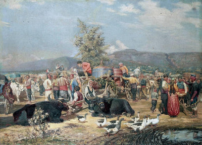 Grapes Market by Anton Mitov — oil painting reproduction