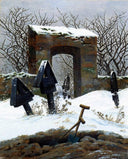 Graveyard under Snow by Caspar David Friedrich — hand-painted botanical oil painting reproduction on canvas