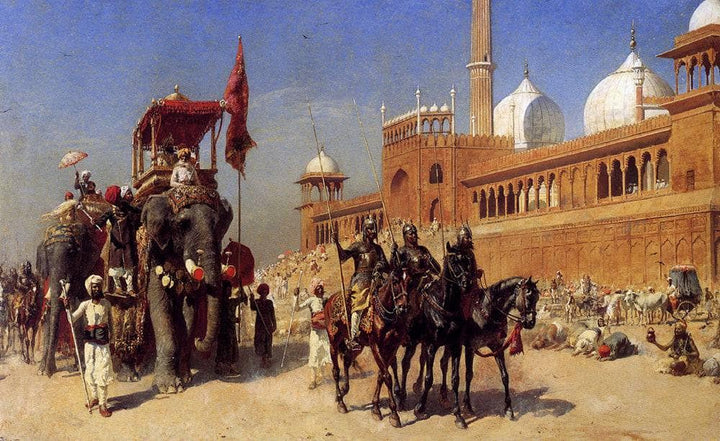 Great Mogul And His Court Returning From The Great Mosque At Delhi, India by Edwin Lord Weeks — hand-painted animal oil painting reproduction on canvas