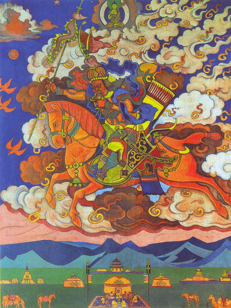 Great rider. Rigden Jyepo - Messenger of Shambhala by Nicholas Roerich — hand-painted abstract oil painting reproduction on canvas