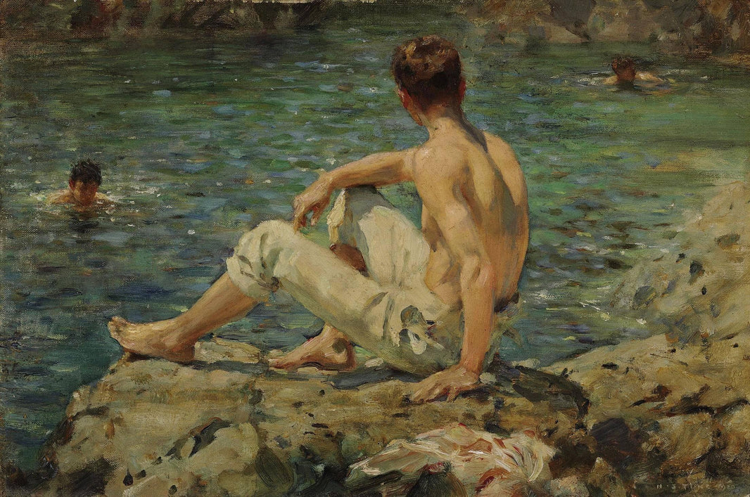 Green and Gold by Henry Scott Tuke — hand-painted portrait oil painting reproduction on canvas