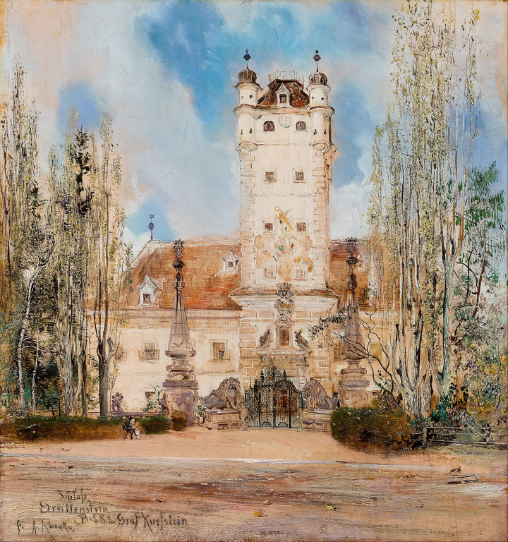 Greillenstein Castle by Anton Romako — hand-painted architectural oil painting reproduction on canvas