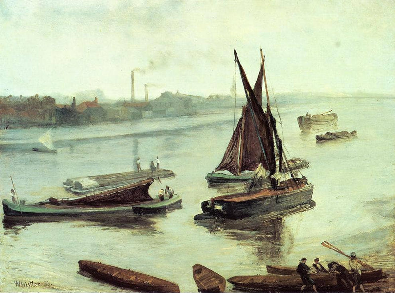 Grey and Silver Old Battersea Reach on gallery wrap