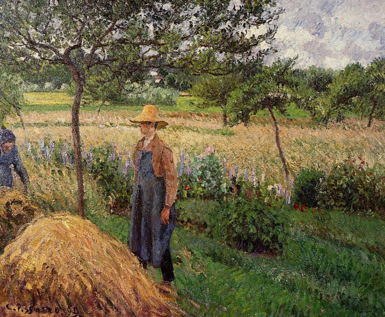 Grey Weather, Morning with Figures, Eragny - Camille Pissarro