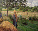 Grey Weather, Morning with Figures, Eragny by Camille Pissarro — rural oil painting wall art, Impressionism