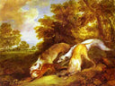Greyhounds coursing a fox by Thomas Gainsborough — hand-painted animal oil painting reproduction on canvas