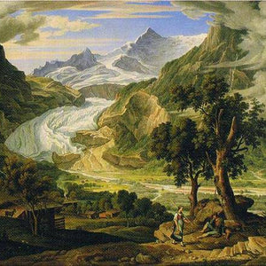 Grindelwald Glacier in the Alps. by Joseph Anton Koch — Oil Painting Reproduction