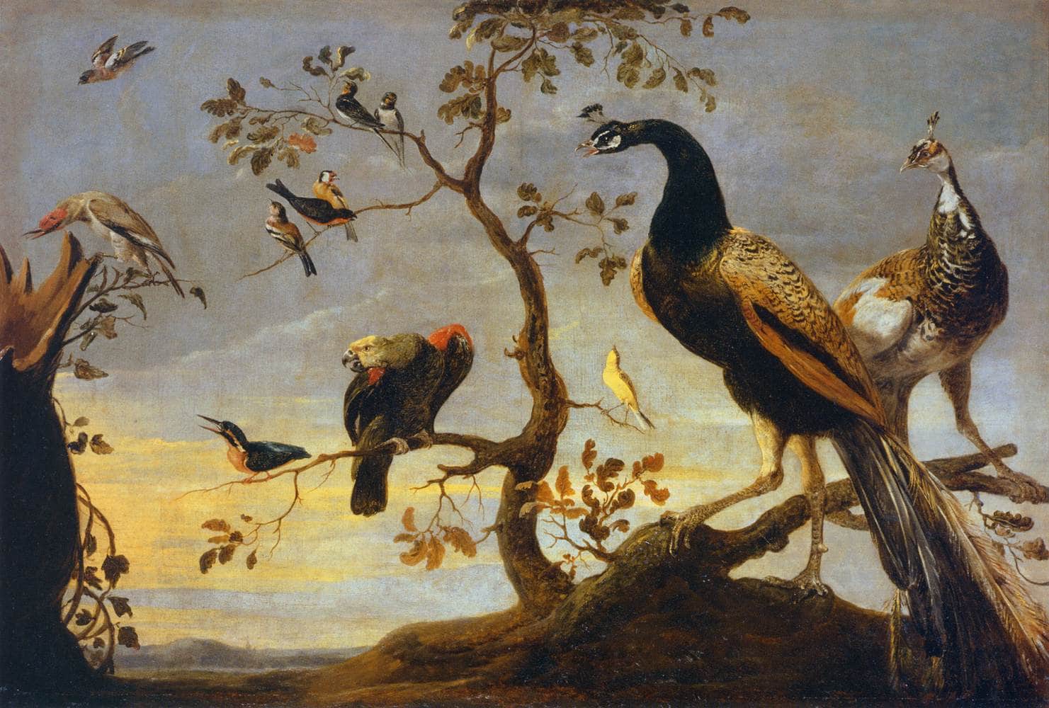 Group of Birds Perched on Branches - Frans Snyders