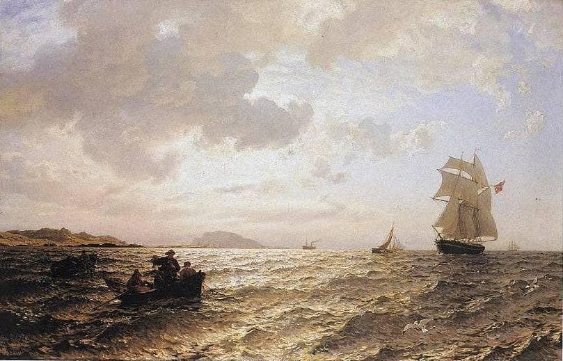 Gude Frisk Bris by Hans Gude — hand-painted landscape oil painting reproduction on canvas