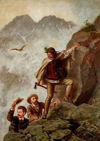 Guide and Tourists in the Tatras by Walery Eljasz Radzikowski — hand-painted landscape oil painting reproduction on canvas