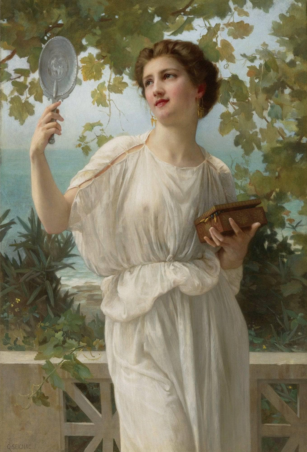 Admiring Beauty by Guillaume Seignac — hand-painted portrait oil painting reproduction on canvas