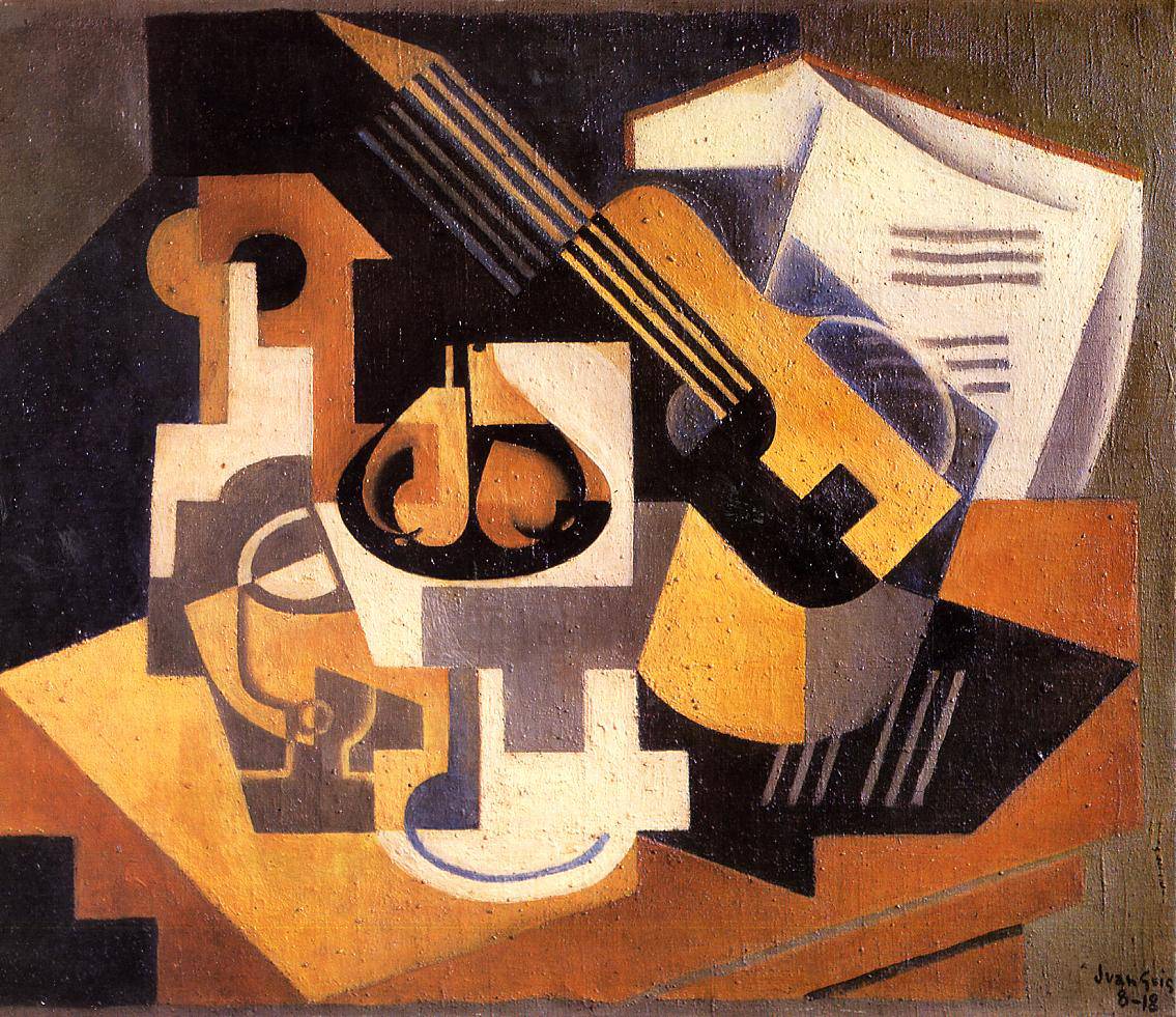 Guitar and Fruit Bowl on a Table - Juan Gris