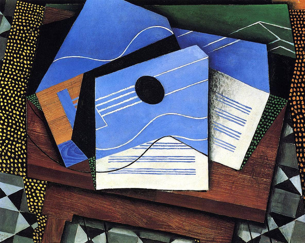 Guitar on a Table by Juan Gris — hand-painted abstract oil painting reproduction on canvas