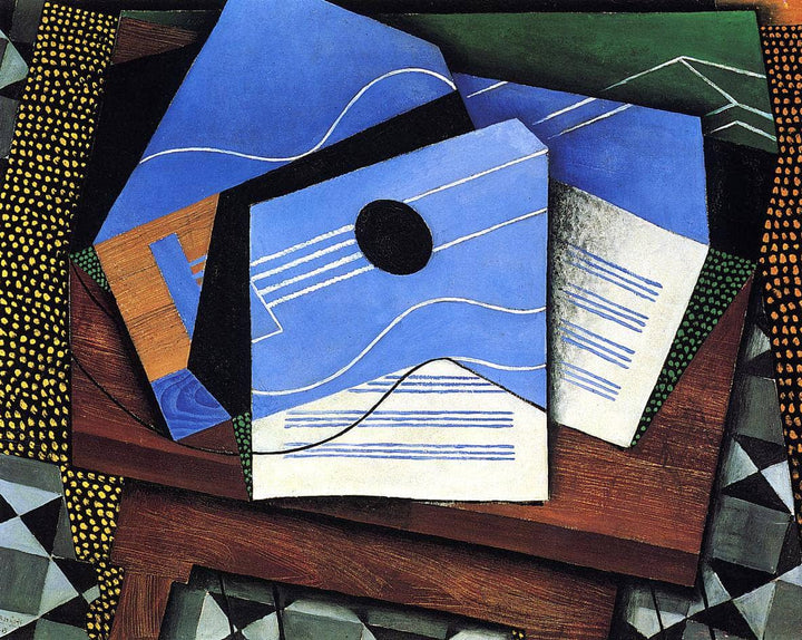 Guitar on a Table by Juan Gris — hand-painted abstract oil painting reproduction on canvas