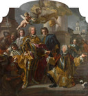Gundaker Count Althann Handing over to the Emperor Charles VI (Charles III of Hungary) (1685-1740) by Francesco Solimena — group oil painting wall art, Baroque