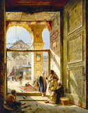 The Gate of the Great Umayyad Mosque, Damascus by Gustav Bauernfeind — religious oil painting wall art, Orientalism