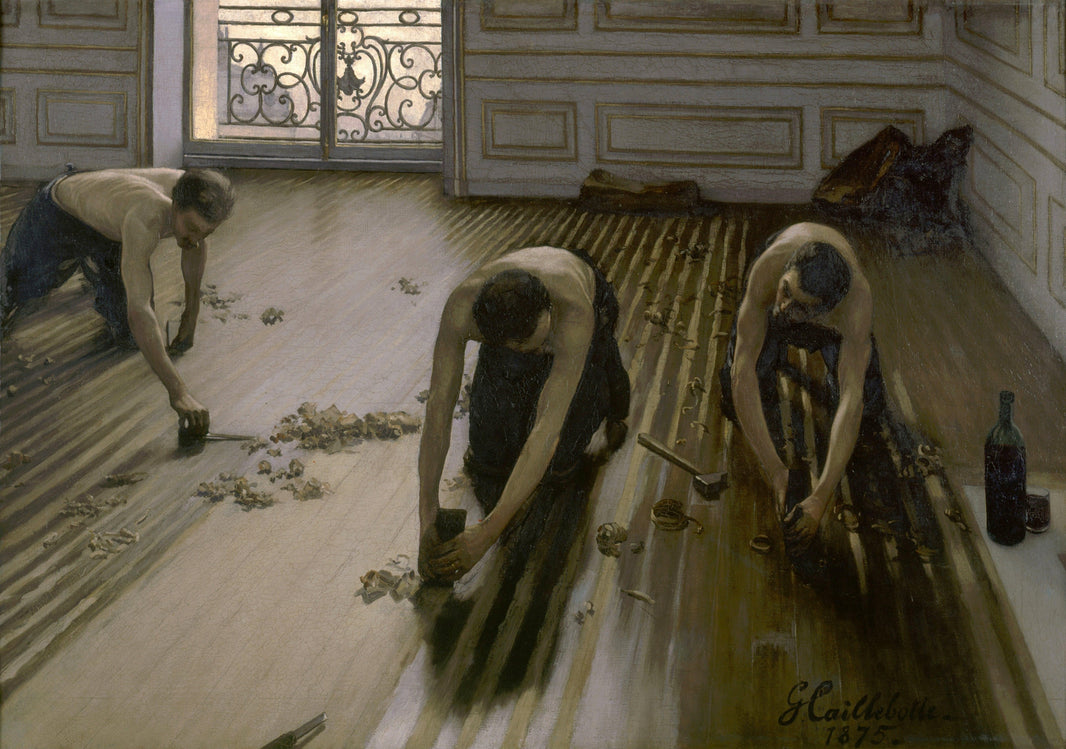 The Parquet Planers (The Floor Scrapers) by Gustave Caillebotte — hand-painted architectural oil painting reproduction on canvas
